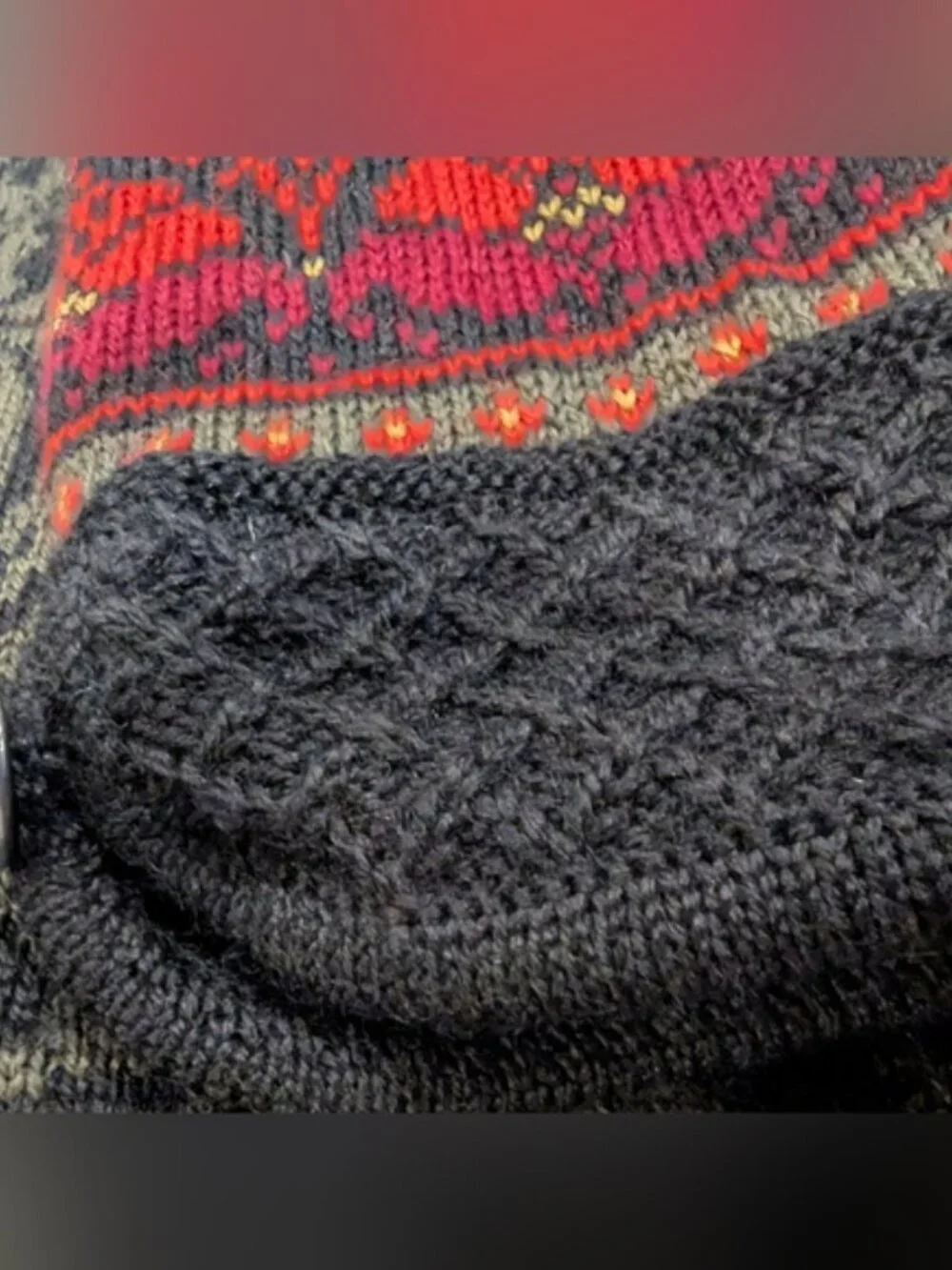 Vintage Dale of Norway black & green Wool cardigan sweater Women's Size Med